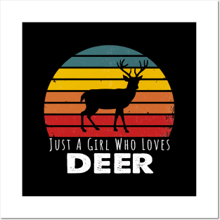 Just A Girl Who Loves Deer  Retro Vintage Posters and Art